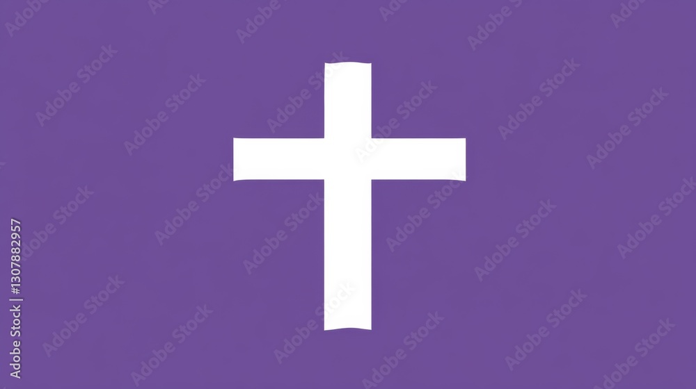 a simple purple and white cross symbol, elegantly positioned against a solid background. a simple purple and white cross symbol, elegantly positioned against a solid background.