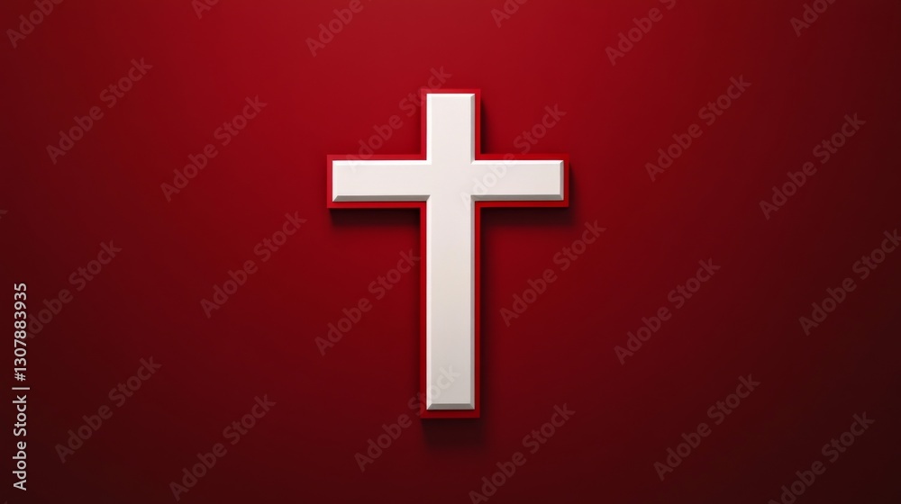a simple red and white cross symbol, elegantly positioned against a solid background. a simple red and white cross symbol, elegantly positioned against a solid background.
