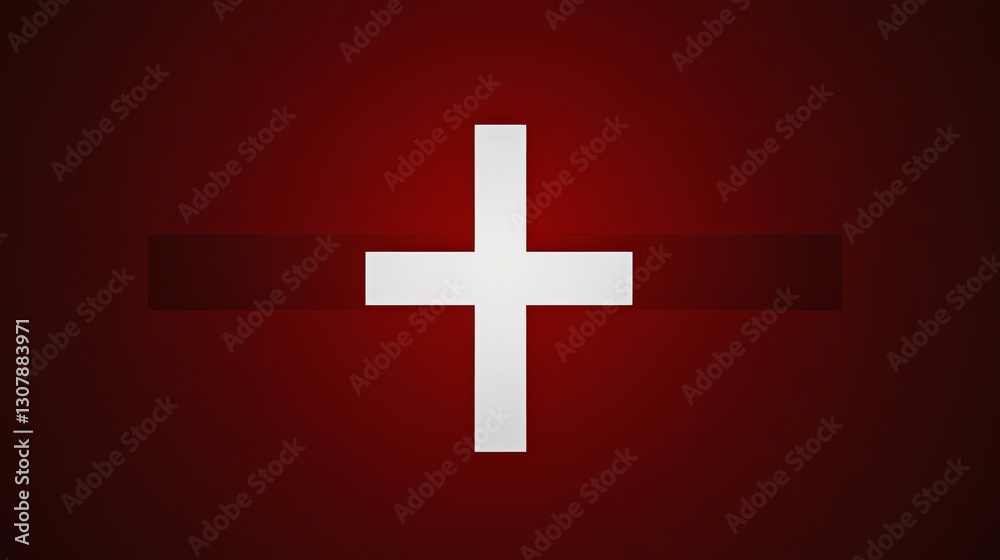 a simple red and white cross symbol, elegantly positioned against a solid background. a simple red and white cross symbol, elegantly positioned against a solid background.