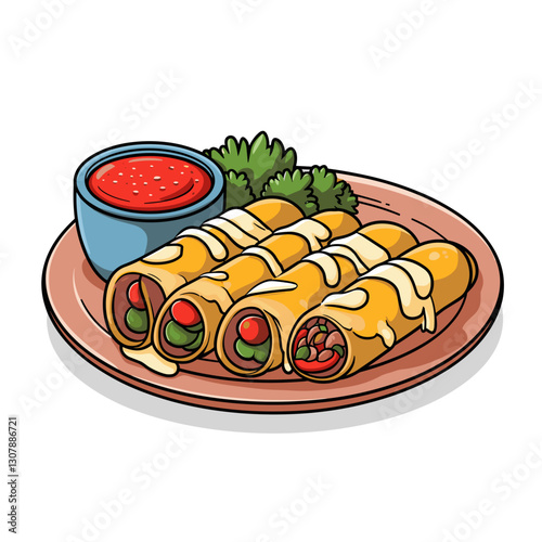 Cheesy Enchiladas with Salsa and Cilantro