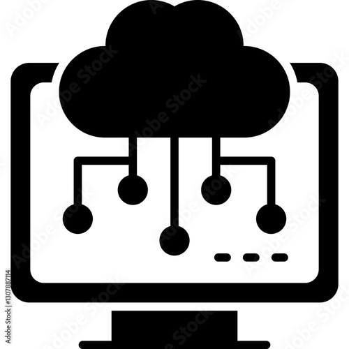 Smart TV Cloud Server Icon Vector Element