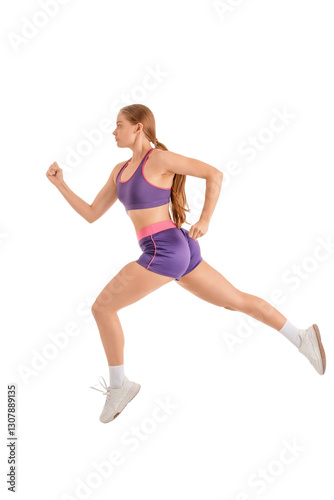 Sporty young woman running ...