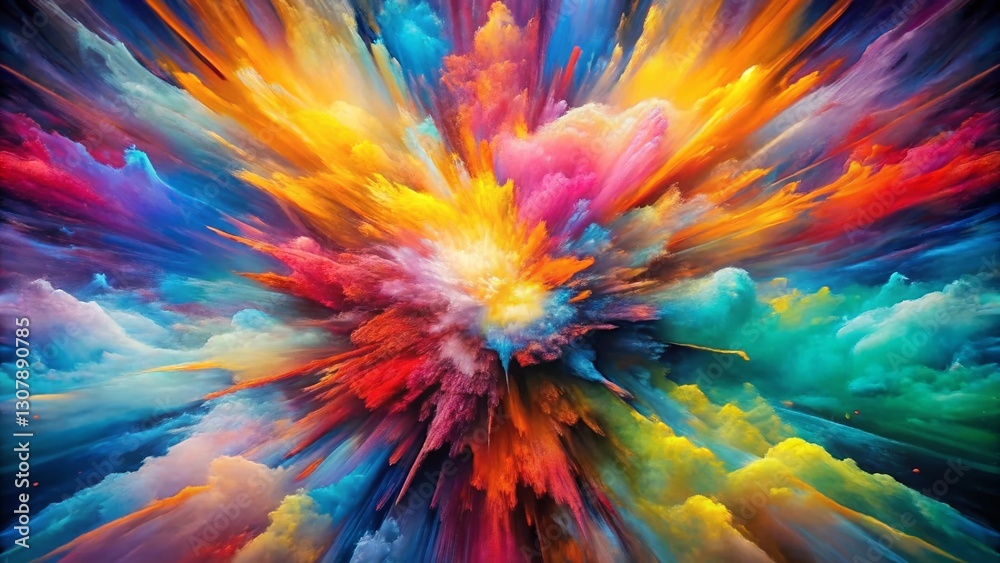 Obraz premium Abstract Chromatic Explosion: Vibrant Contemporary Art Painting