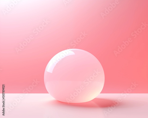 Pink Glass Sphere on Pastel Background Minimalist Product Display 3D Render