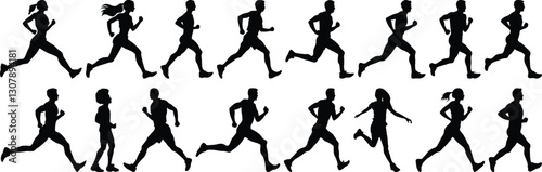 Wallpaper Mural Runner silhouettes set, sport pack of vector silhouette design, isolated background Torontodigital.ca