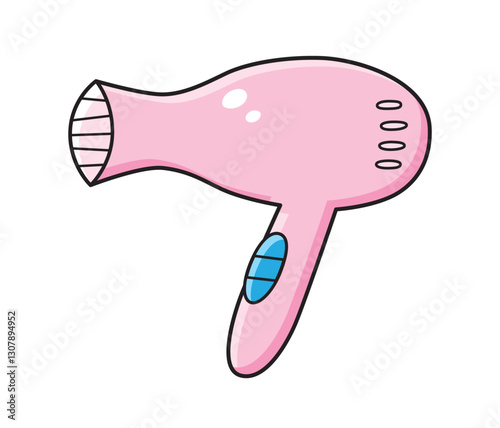 Pink hair dryer isolated vector illustration