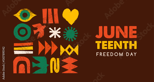 Juneteenth freedom day. A celebration of American history, African American Independence Day tribal design. Poster, banner, card template