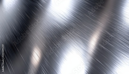 Abstract metal texture background featuring brushed stainless steel with dynamic light reflections for modern design and industrial visuals