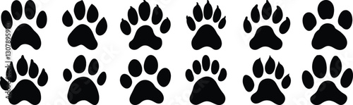 Paw silhouette set vector design big pack of animal illustration and icon