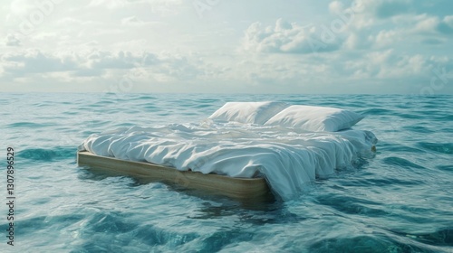 Cama flutuante no oceano