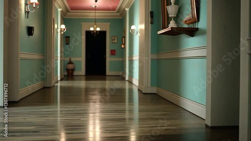 Elegant Long Hallway Polished Floor Luxury Home Interior Design