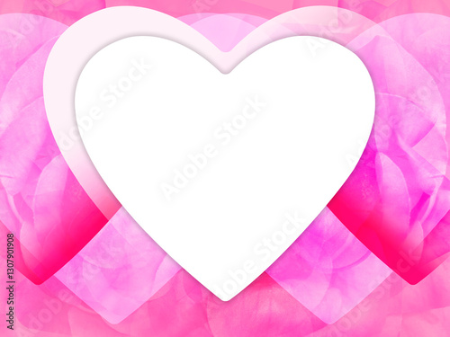 White hearts overlaid with gradient red and pink hearts background, fashion, decor, template, copy space