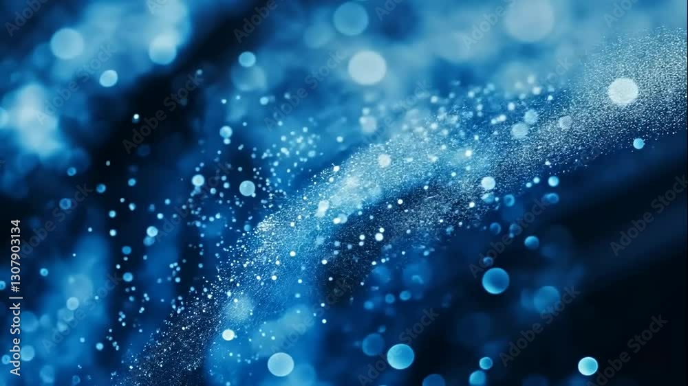 Abstract blue bokeh background with shimmering light effects