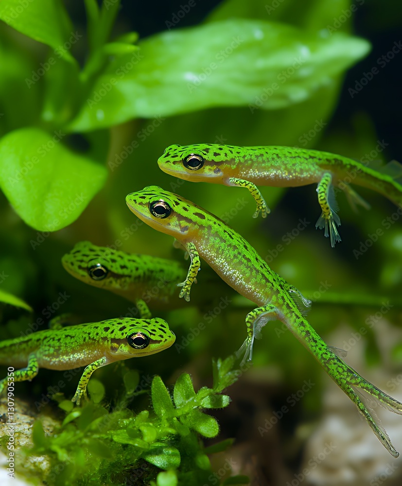 green newts clustered beneath the surface green newts clustered beneath the surface