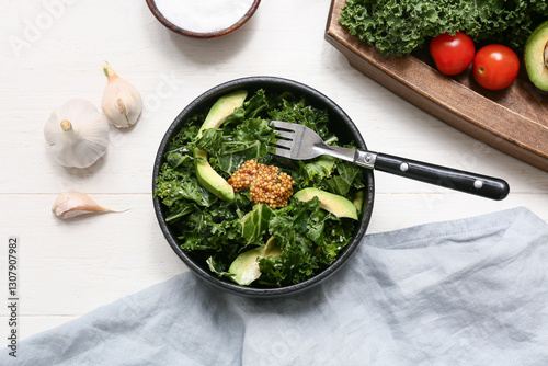 Fresh kale and avocado sala...