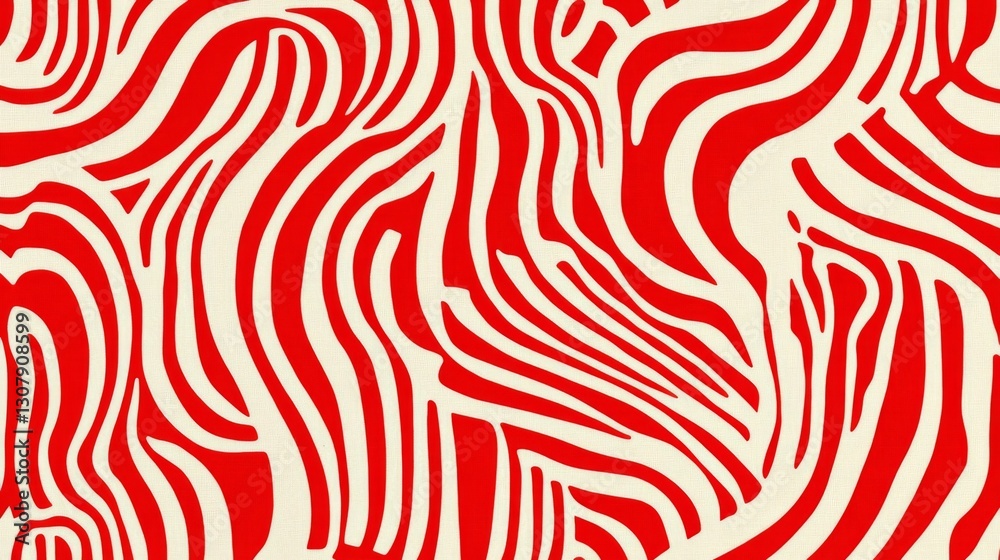 Obraz premium red and white pattern featuring thick lines and simple organic shapes
