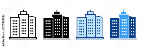 Building  Icon Set Multiple Style Collection
