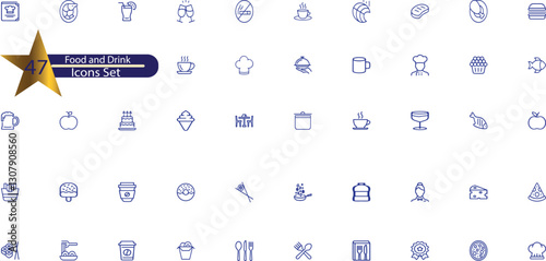 Food and Drink Line Editable Icons set.