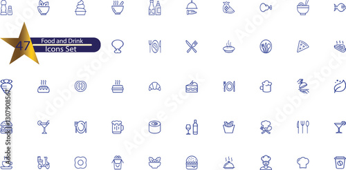 Food and Drink Line Editable Icons set.