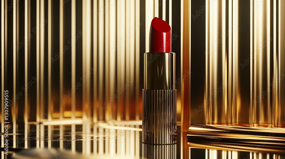 Obraz premium 鏡面反射が美しいゴールドと赤の口紅
