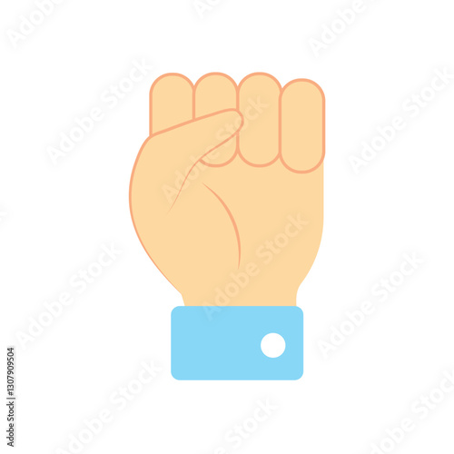 Vector Illustration of a Clenched Raised Fist Symbolizing Protest, Solidarity, Power, and Resistance