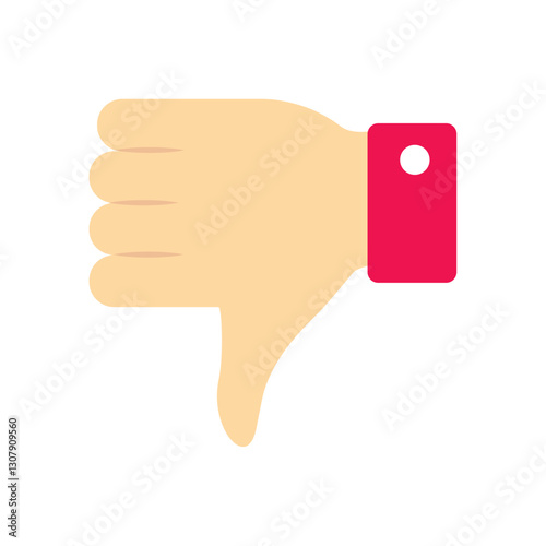 Vector Illustration of a Hand Showing a Thumbs Down Gesture Representing Dislike, Rejection, or Negative Feedback