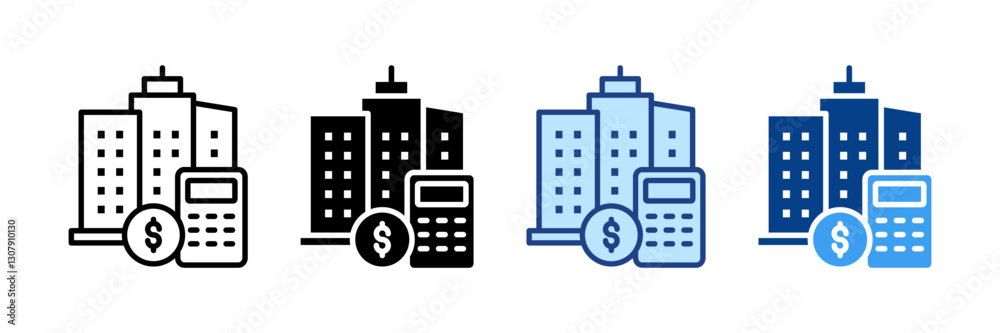 Cost Estimation Icon Set Multiple Style Collection Cost Estimation Icon Set Multiple Style Collection