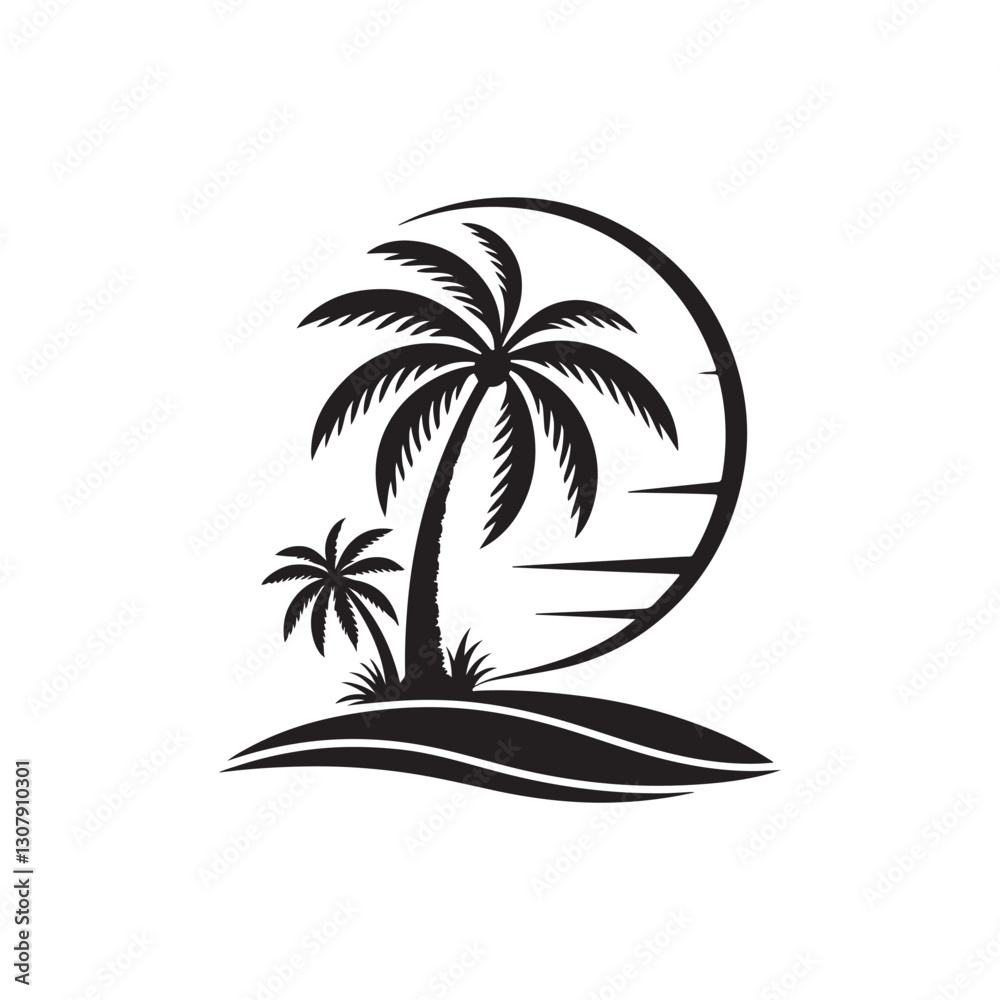 palm tree silhouette logo vector line art logo design palm tree silhouette logo vector line art logo design