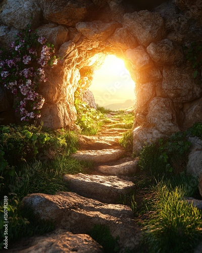 Easter tomb at sunrise