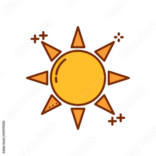 Vector image of a sun icon with white background