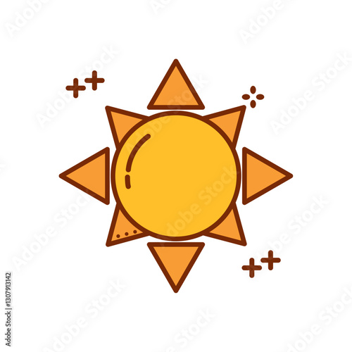 Vector image of a sun icon with white background