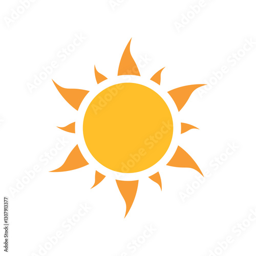Vector image of a sun icon with white background