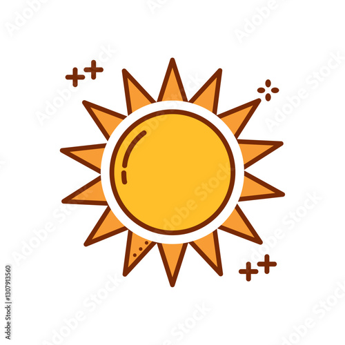 Vector image of a sun icon with white background