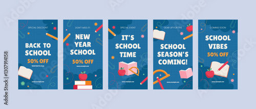 Back to School Social Media Template Collection. School Time Announcement Set