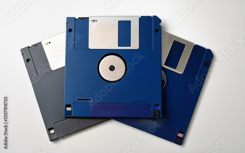 diskettes, floppy disks, isolated on white plain background, mockup style 