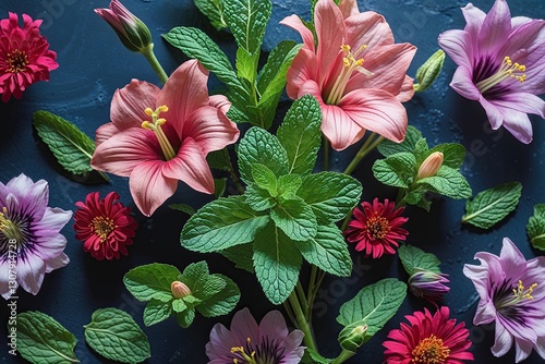 Vibrant Floral Composition with Jazzy Mint and Freesia Petals