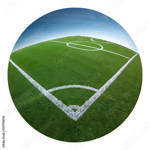 Vibrant Green Soccer Field with Crisp White Lines in a Scenic Setting