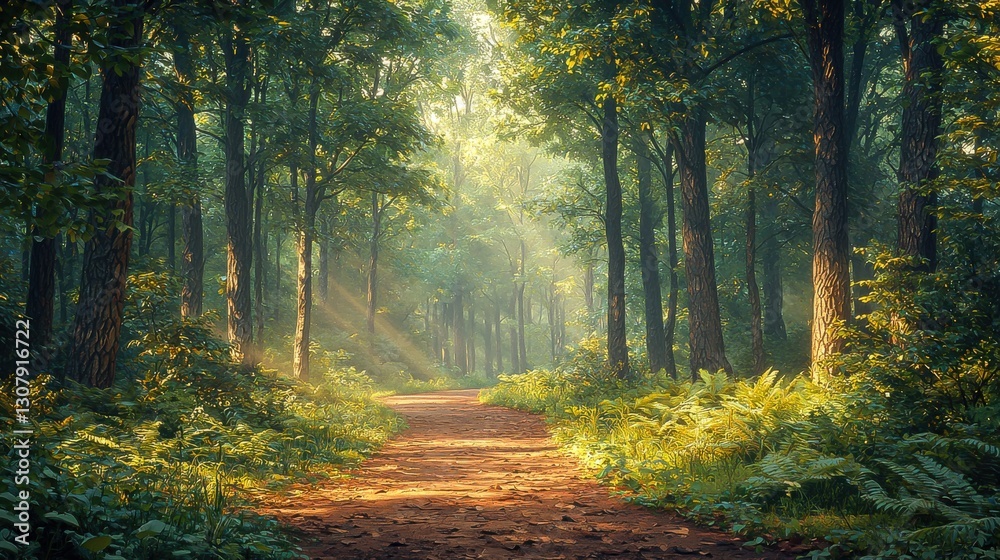 Obraz premium Bright Morning in a Sunny Forest