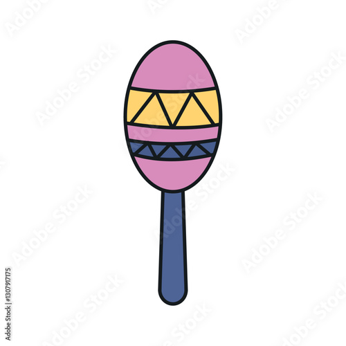 Vector Illustration of a Colorful Decorated Maraca, Traditional Latin Percussion Instrument for Music and Festivities