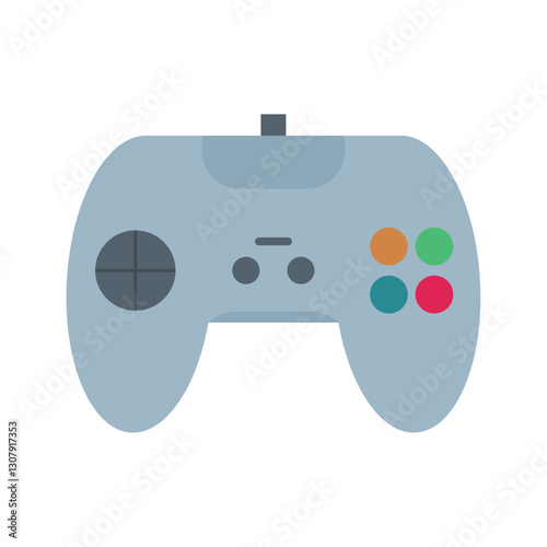 Vector Illustration of a Retro-Style Game Controller with Colorful Buttons – Gaming Pad for Video Game Enthusiasts