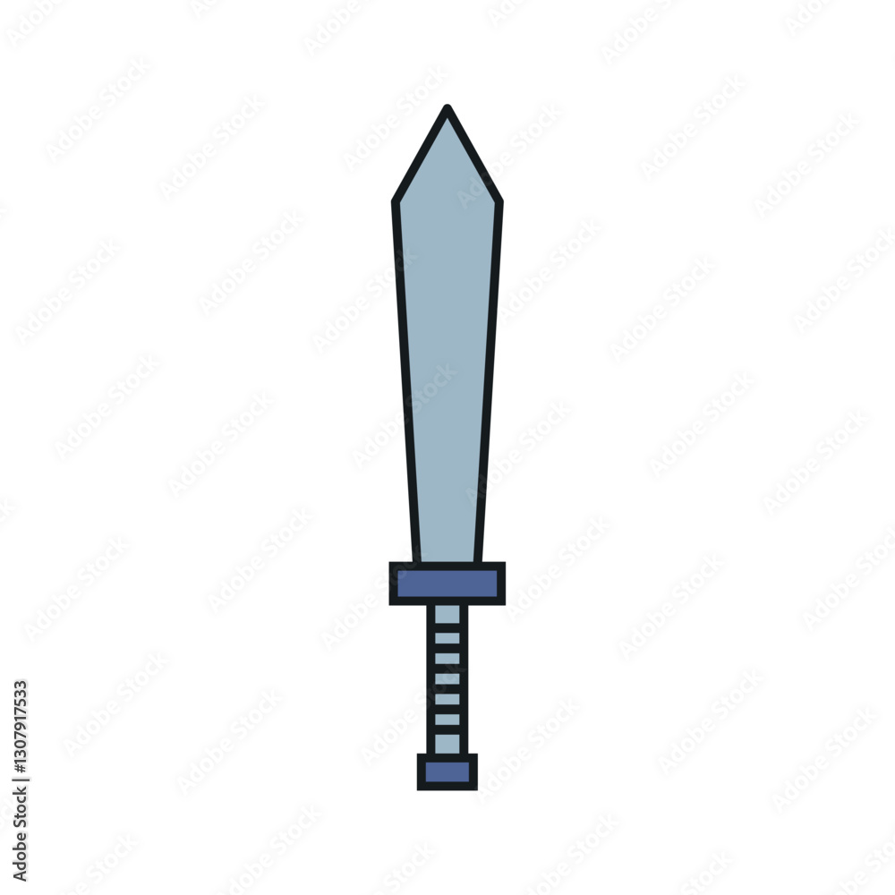 Fototapeta premium Vector Illustration of a Cartoon Medieval Sword – Fantasy Weapon Design with Simple and Clean Lines
