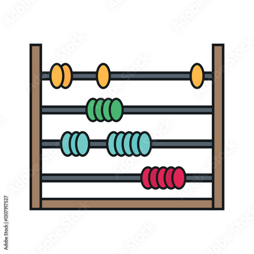 Vector Illustration of a Colorful Wooden Abacus – Educational Toy for Preschool Math Learning and Early Childhood Development