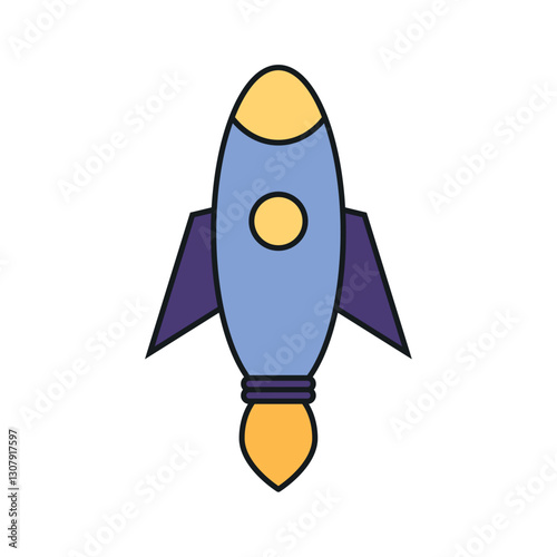 Vector image of a rocket icon with a white background
