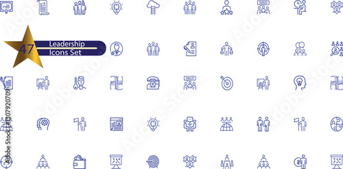 Leadership Line Editable Icons set