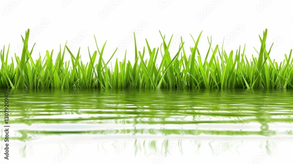 Fototapeta premium Lush green grass symbolizes growth and renewal, inviting a sense of calm and connection with Mother Natures beauty.