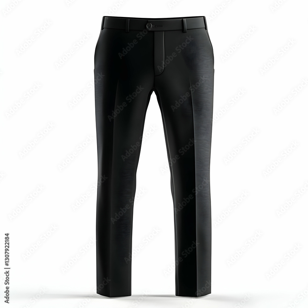 3D Render of Black Men's Dress Pants, Stylish Formal Trousers, Classic Design 3D Render of Black Men's Dress Pants, Stylish Formal Trousers, Classic Design
