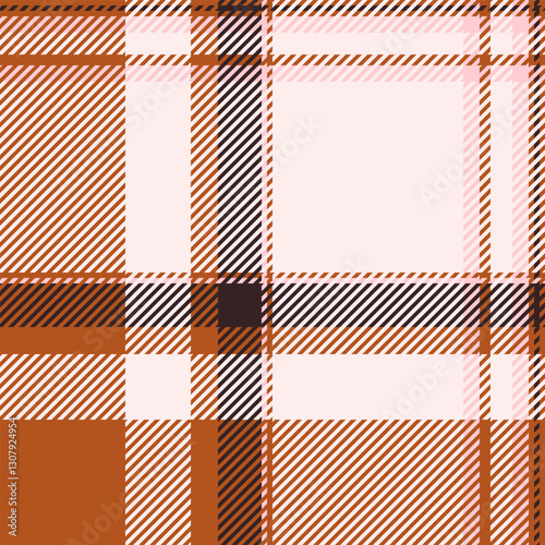 Antique fabric vector seamless, pride pattern texture tartan. Mat plaid check textile background in white and orange colors.
