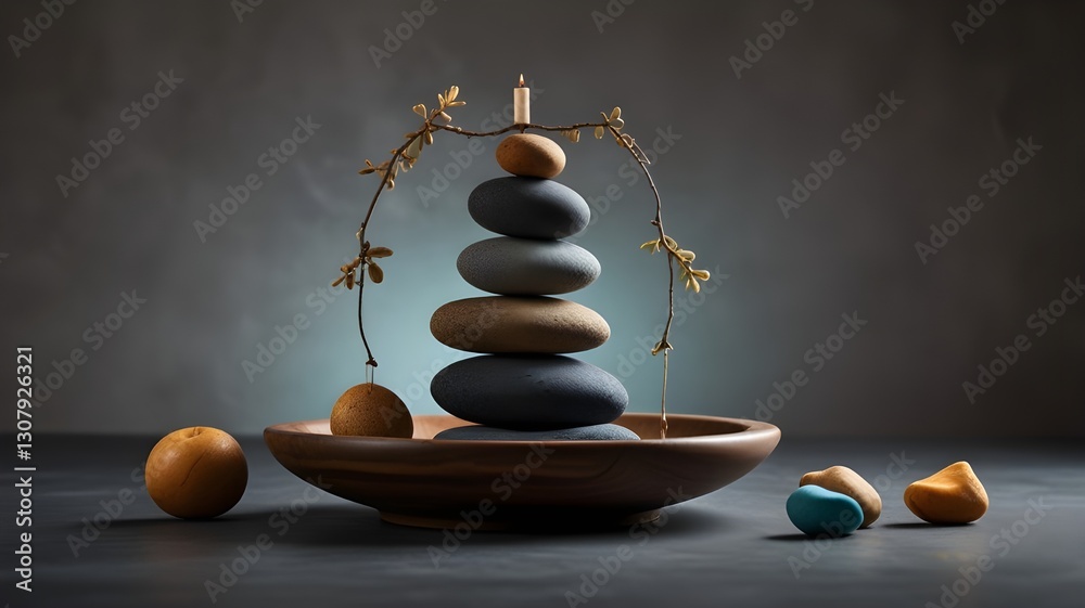 Obraz premium illustration of mental wellness with symbols of calm and balance