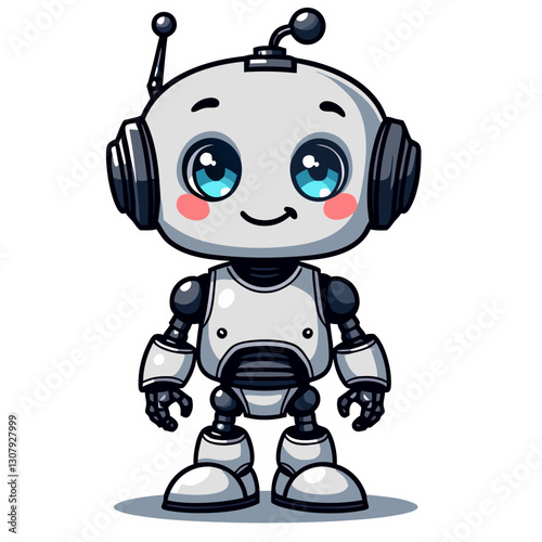 funny robot on white background