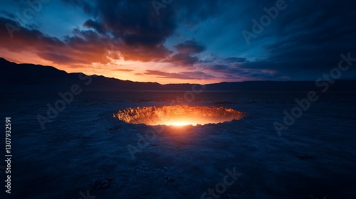 Burning Crater Sunset Landscape (1)